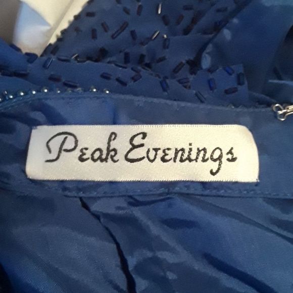 Peak Evenings Coral Blue Size 6 Prom Dress - Picture 7 of 8